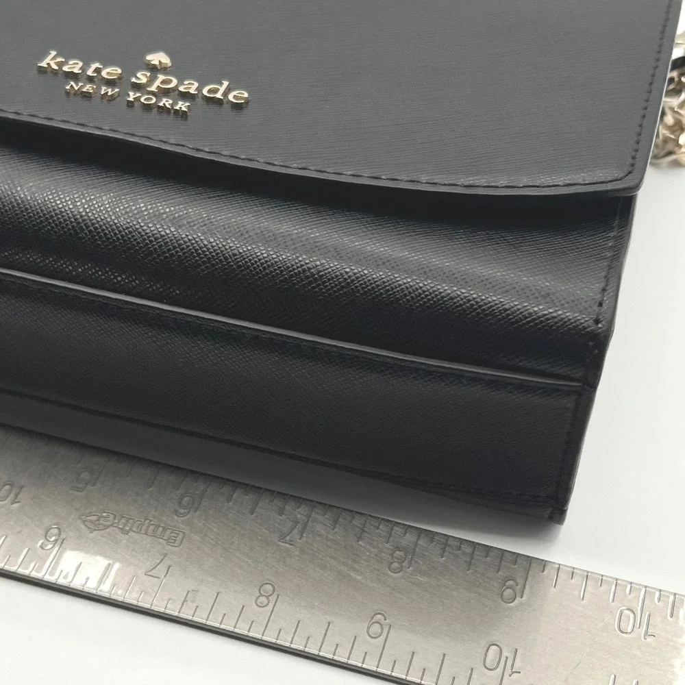 Kate Spade New York Margot Convertible Black Saffiano Leather Chain Crossbody